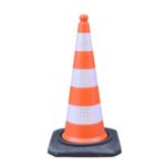 Shopkeeper 30 Inch 750mm Reflective PE Plastic Traffic Red Street Cones with Rubber Plastic Base