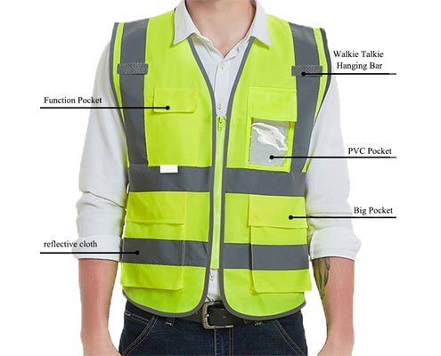 Yellow Safety Reflective Construct Vests The sizes of Zipper Yellow Safety Reflective Construct Vests