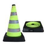 Factory Waterproof 28 Inch 700mm High Reflective LED Eyelet Lamp Collapsible Lime Greeen Cones with PP Base