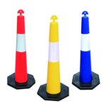 Retailer 42 Inch 1150mm Orange Reflective Highway Divider Stacker Cones Grip Top with Hi Vis Bands
