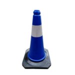 Supplier 20 Inch 500mm Reflective PE Plastic Blue Road Safety Cones with Rubber Base