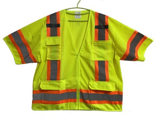 Supplier Personal Protective Fluorescent Yellow Pip Zipper Safety Aloft Work Reflective Mesh Vest for Buliding Sites