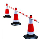 1250-2000mm Reflective PVC Red and White Retractable Cone Bars