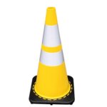 Manufacture Black Base 700mm Yellow Reflective Highway Hazard Cones 28 Inch