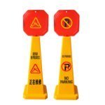 4-Side Wet Floor Safety Cones with Top SignBoard No Parking