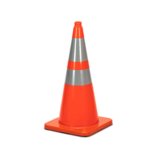 Dealer 700mm Flowing Orange Reflective Polyvinyl Chloride Road Block Cones with Black Base