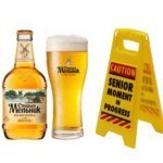 Yellow Desk Mini Plastic A Sign Stands-"Caution Senior Moment in Progress"