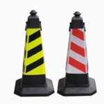 30 Inch 750mm PE Plastic Reflective Black Tetragonal Reserved Parking Cones Cones with Handlebar