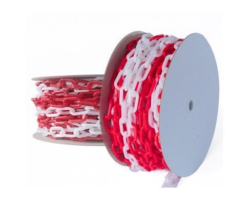 8mm Red and White Pedestrian Barrier PE Plastic Chain 25m