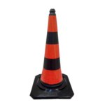 Retailer 30 Inch 750mm Reflective PE Plastic Black Construction Cones with Rubber Plastic Rubber