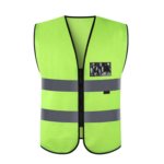 Top Sales Personal Protective Fluorescent Yellow Pip Zipper Reflective Strap Safety Vests with Front Black Pocket