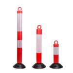 Popular 32 Inch 800mm Rebounded Red Reflective Traffic Flexible Cylinder Posts on Road with Hi Vis Bands