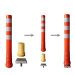 Wholesaler 30 Inch 750mm Orange Reflective TPU Removavble Magnetic Reversible Lane Warning Posts