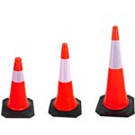 Hot Sales 30 Inch 750mm Reflective PE Plastic Red Traffic Road Cones with Rubber Base