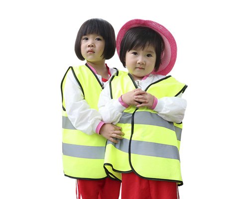 Factory Personal Protective Fluorescent Yellow Warning Reflective Schoolchildren Vests for Crossing Road with Velcro