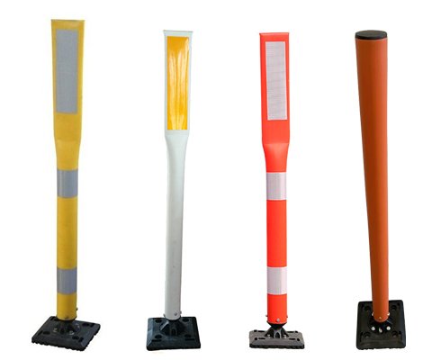 44 Inch 1100mm Rubber Base Lockable Elevated Lane Separators with Reflector PU Posts